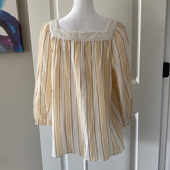 LC Lauren Conrad medium peasant blouse  lace 3/4 sleeves NWT - Picture 10 of 14